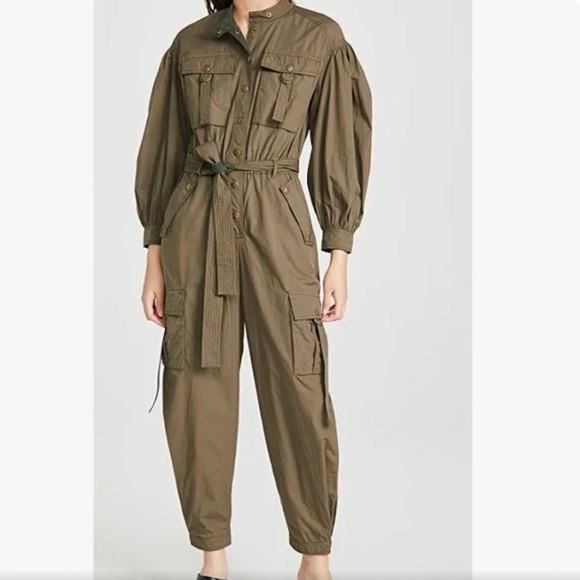Ulla Johnson Reverie Jumpsuit In Fatigue Green - Picture 1 of 7